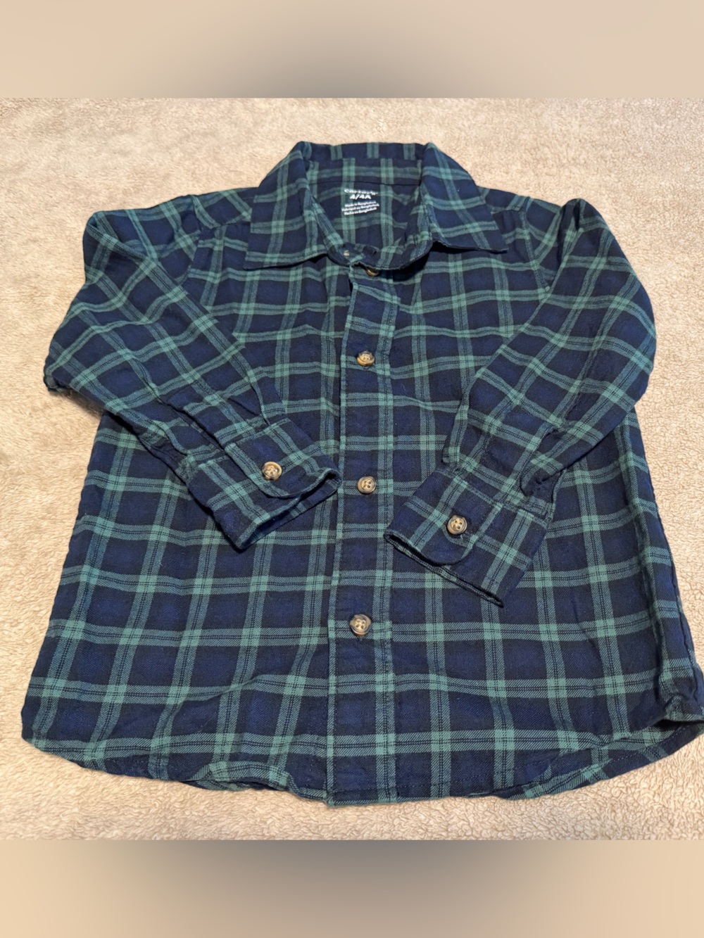Carter’s 4/4A Navy & Green Plaid Flannel